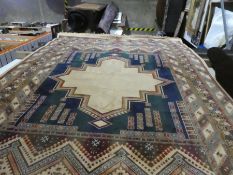 Middle Eastern cream ground design carpet of geometric design