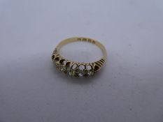 Victorian 18ct yellow gold 5 stone diamond ring, size p/q, marked 18,