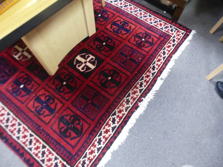 A modern Afghan rug decorated geometric squares, 251cm x 168cm - Image 3 of 5
