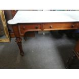 Victorian mahogany marble top side table with 3 drawers