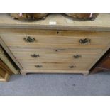 Vintage stripped pine chest of 4 long drawers on bracket supports