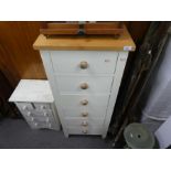 Contemporary cream painted pine bank of 6 drawers