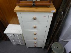 Contemporary cream painted pine bank of 6 drawers