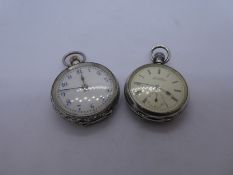 Two ladies silver pocket watches, one of very decretive design and both hallmarked