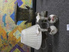 Modern Laura Ashley marble table lamp, pair of pretty Doulton Burslem floral decorated vases and a l