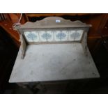 Victorian white marble top pine tile back washstand