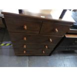 waxed pine chest of 2 short over two long drawers