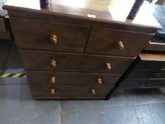 waxed pine chest of 2 short over two long drawers