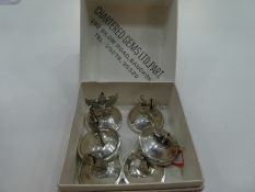 A set of six heavy sterling silver name holders of Thailand silver. With various figures. Possibly e