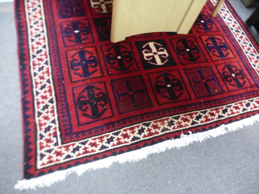 A modern Afghan rug decorated geometric squares, 251cm x 168cm - Image 2 of 5