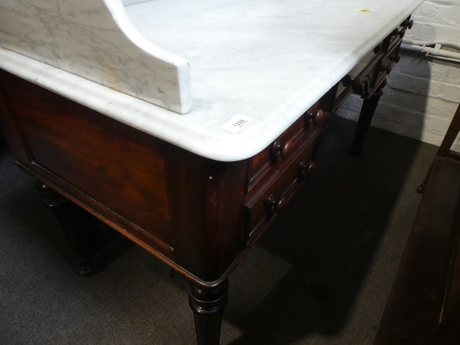 Victorian Marble top galleried back dressing table with 5 drawers on turned supports - Image 2 of 2