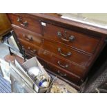 early 19th Century mahogany chest of 3 long and 2 short drawers with swan neck handles, af
