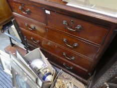 early 19th Century mahogany chest of 3 long and 2 short drawers with swan neck handles, af