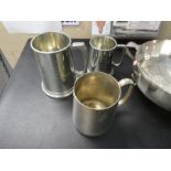 Silver plated fruit bowls, tankards etc