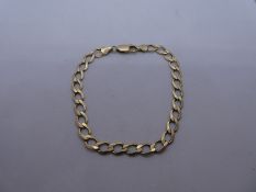 9ct yellow gold curb link bracelet, marked 375, 6.3g