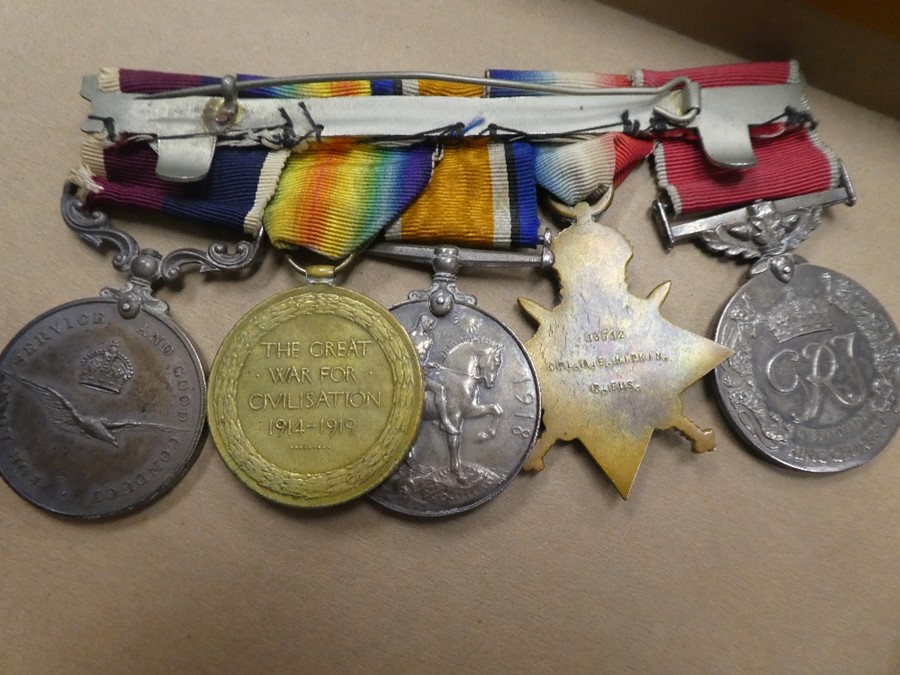 Group of WW1 medals presented to Arthur Edward Hipkin, to include George V long service medal inscri - Image 2 of 12