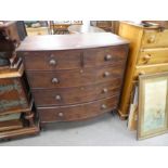 Vintage mahogany bow front chest of 2 short over 3 long drawers on bracket supports 42x 41inches