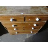 Stripped pined chest of 2 short above 3 long drawers