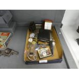 Tray collectables including watches, pocket watches, clock etc
