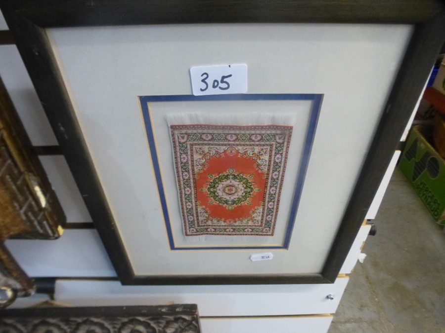 Two framed miniature Persian silk rugs - Image 2 of 6