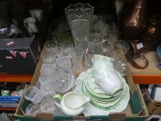 A box of mainly glassware including Stewart crystal, decorative Wedgwood, Wind in the willows colle