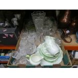 A box of mainly glassware including Stewart crystal, decorative Wedgwood, Wind in the willows colle