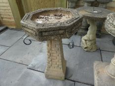 Stone effect octagonal bird bath