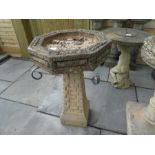 Stone effect octagonal bird bath