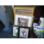 A large quantity of framed and glazed prints, pictures, frames etc