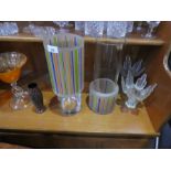 Eight decorative art glass vases