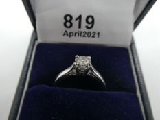 Pretty platinum solitaire diamond ring, approx 0.25 Carat, marked 950, Size M, 4.5g