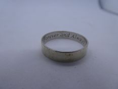 9ct white gold wedding band, inscribed Forever and always, size Z, weight 3.3g