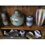 2 Shelves of mostly 1960s design vases and other  assorted posy dishes