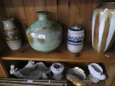 2 Shelves of mostly 1960s design vases and other  assorted posy dishes
