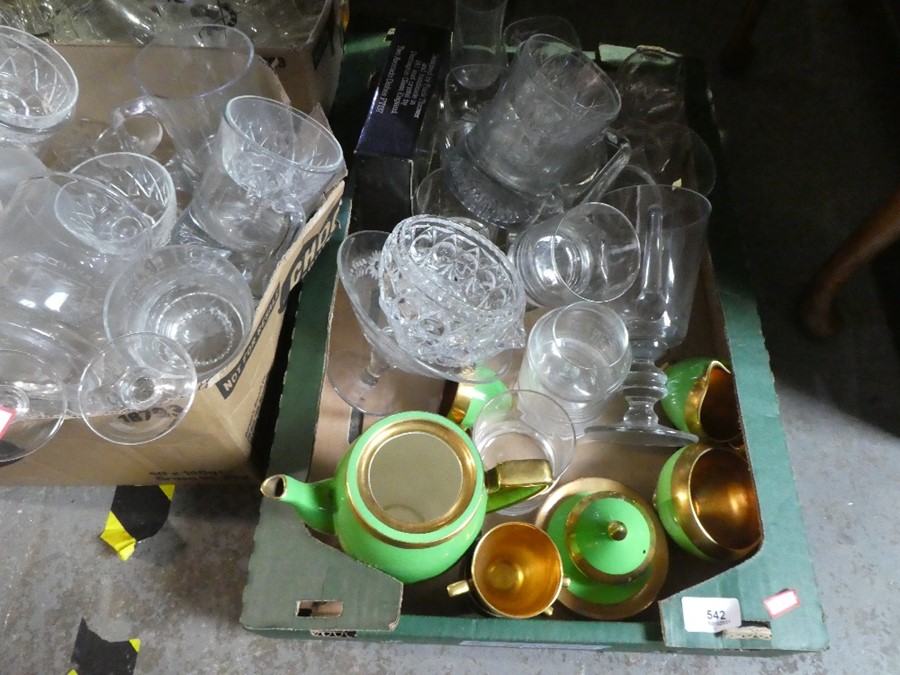 3 Boxes of mixed glassware, green Carltonware coffee set etc - Image 5 of 6