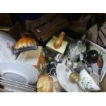 Box of mixed ceramics incl. Booths, novelty tea pots, Royal Adderley etc