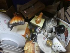 Box of mixed ceramics incl. Booths, novelty tea pots, Royal Adderley etc