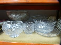 A collection of crystal and other glass fruit bowls etc