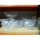 A collection of crystal and other glass fruit bowls etc