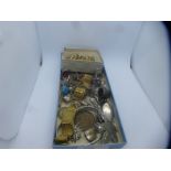 A collection of silver an other costume jewellery to include a charm bracelet, silver thimble with R