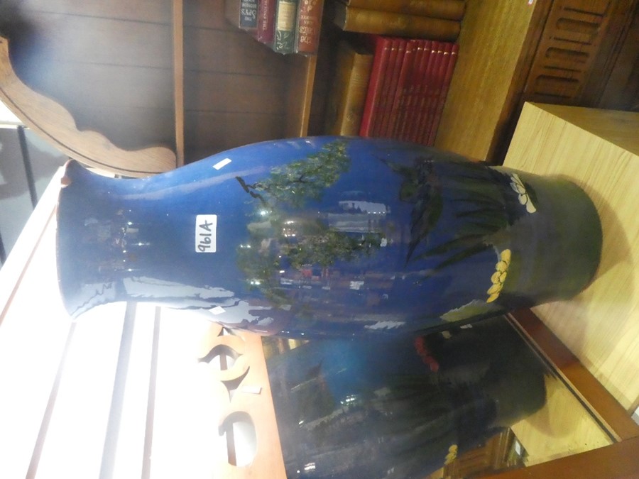 Vintage blue glazed floor standing vase