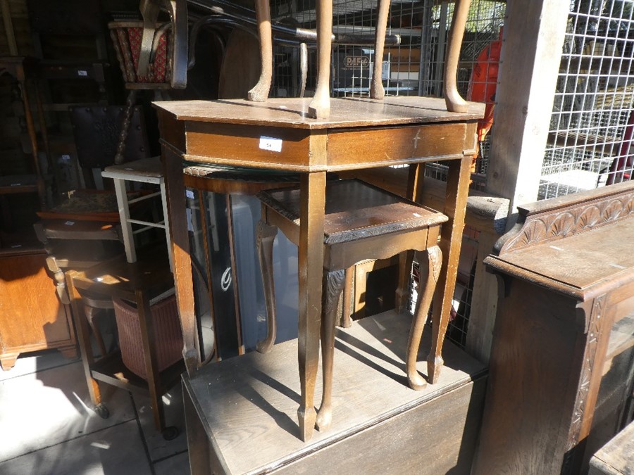 Drop side wooden table, hall table and two coffee tables - Image 2 of 3