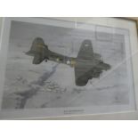 Five framed and glazed prints of Military Aircraft incl. 'Memphis Belle' by Keith Woodcock