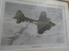 Five framed and glazed prints of Military Aircraft incl. 'Memphis Belle' by Keith Woodcock