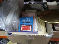 2 Boxes of collectables to incl, brassware, vintage camera, collectors plates, ephemera eytc