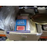 2 Boxes of collectables to incl, brassware, vintage camera, collectors plates, ephemera eytc