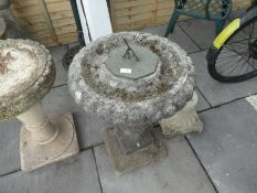 Stone effect sundial/birdbath