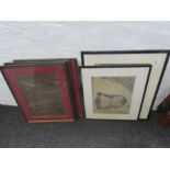 Selection of framed maps and etchings