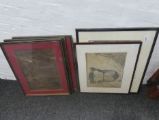 Selection of framed maps and etchings