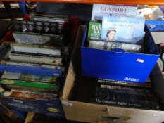 4 Boxes of various books, mainly fishing related, and pictures etc